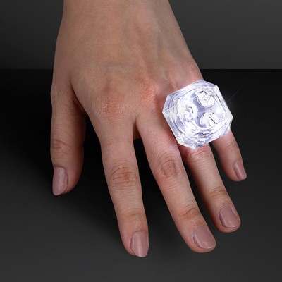 White Princess Cut Huge Diamond LED Rings - BLANK