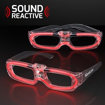 Sound Reactive LED Red Party Shades, 80s Style - PRINTED